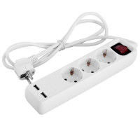 Удлинитель 3 гнезда, 1.5м, с заземлением с USB-зарядкой, с выключателем, baby protect, e.es.3.1.5.zsb2.usb Enext