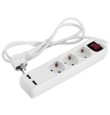 Удлинитель 3 гнезда, 1.5м, с заземлением с USB-зарядкой, с выключателем, baby protect, e.es.3.1.5.zsb2.usb Enext