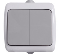 Выключатель двухклавишный для наружного монтажа, IP44, серый, e.aqua.1112.grg Enext