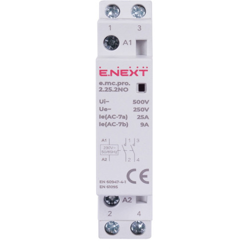 Модульный контактор 2р, 25А, 2NO, 220В, e.mc.pro.2.25.2NO Enext p005201