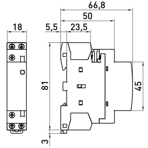 Модульный контактор 2р, 25А, 2NO, 220В, e.mc.pro.2.25.2NO Enext p005201