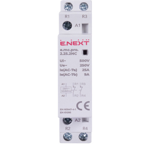 Модульный контактор 2р, 25А, 2NC, 220В, e.mc.pro.2.25.2NC Enext p005225
