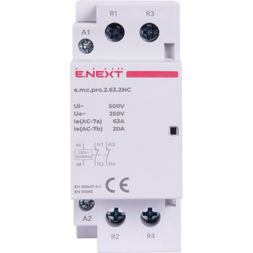 Модульный контактор 2р, 63А, 2NC, 220В, e.mc.pro.2.63.2NC Enext p005229