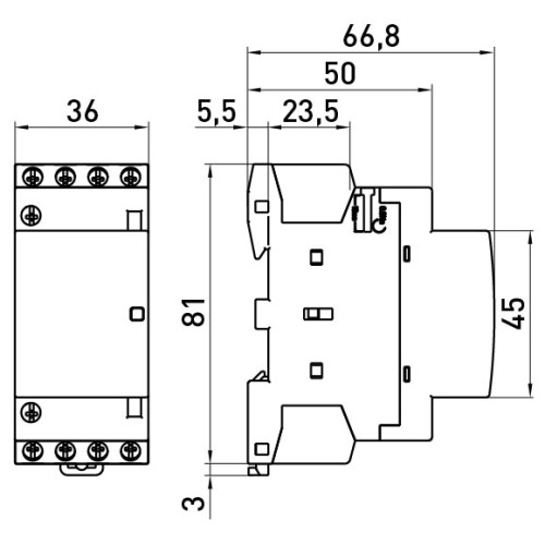 Модульный контактор 4р, 25А, 2NO+2NC, 220В, e.mc.pro.4.25.2NO+2NC Enext p005222