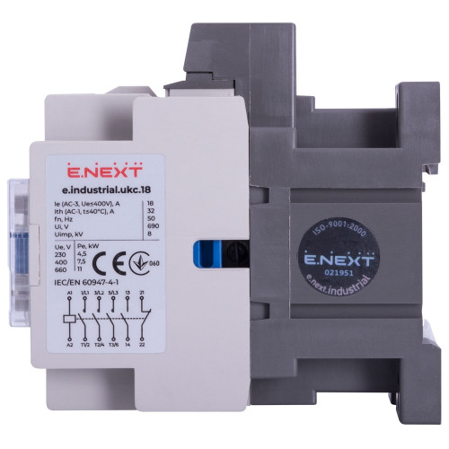 Контактор 18A, 42В, 1no+1nc, e.industrial.ukc.18.42 Enext i.0090075