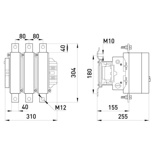 Контактор 800А, 220В, no, e.industrial.ukc.800.220 Enext i.0090016