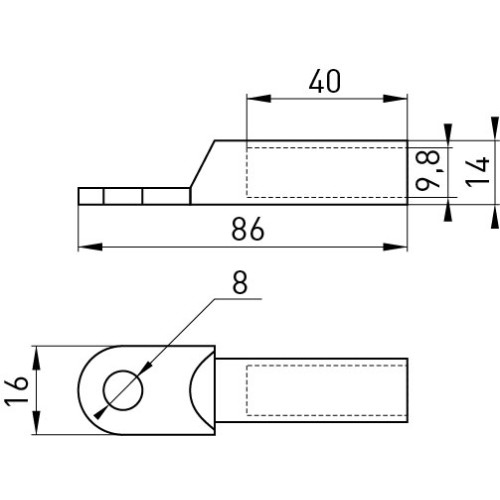 Оцинкованный кабельный наконечник 50мм2 М8, e.end.stand.z.50.M8 Enext s021012
