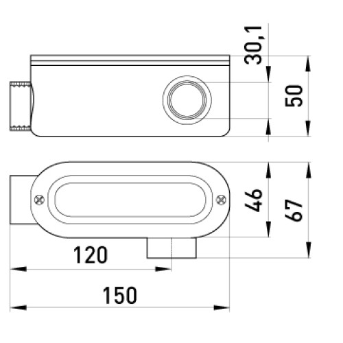 Соединитель ревизионный Г-образный для труб 1", e.industrial.pipe.db.revise.elbow.1" Enext i0540003