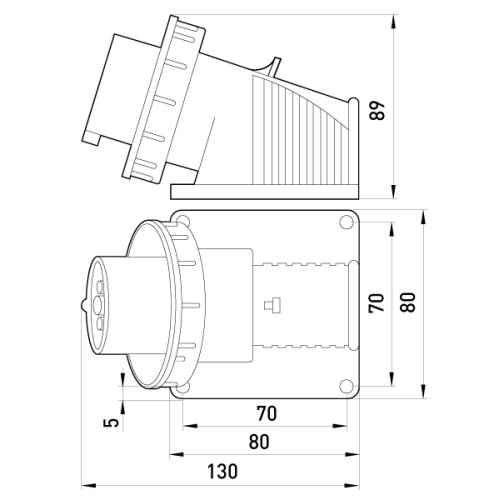 Силовая вилка стационарная 3Р+N+Z, 400В, 16А, IP67, Tarel 3626-230