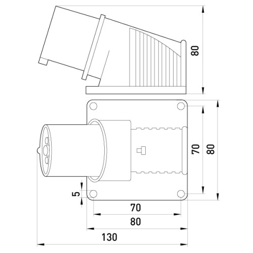 Силовая вилка стационарная 3Р+Z, 400В, 16A, IP44, Tarel 3623-220