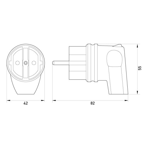 Вилка угловая каучуковая с заземлением, 16А, e.plug.rubber.angle.027.16 Enext s9100030