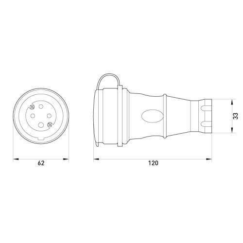 Силовая розетка переносная с защитной каучуковой крышкой 4п., 16А, e.socket.rubber.061.16 Enext s9100036