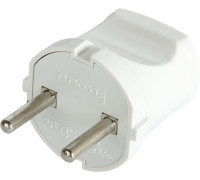 Вилка бытовая без заземлением, 10А белая, e.plug.001.10 Enext