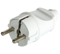 Вилка бытовая заземлением, 16А прямая белая, e.plug.straight.003.16,з Enext