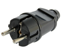 Вилка бытовая заземлением, 16А прямая черная, e.plug.straight.004.16,з Enext