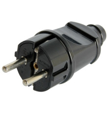 Вилка бытовая заземлением, 16А прямая черная, e.plug.straight.004.16,з Enext