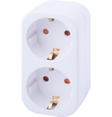 Тройник бытовой 2 гнезда, 2P+PE, 16А, с заземлением, e.socket.002.16.3 Enext