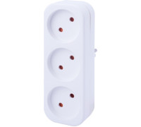 Тройник бытовой 3 гнезда, 2P, 10А, без заземления, e.socket.003.10.2 Enext