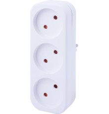 Тройник бытовой 3 гнезда, 2P, 10А, без заземления, e.socket.003.10.2 Enext