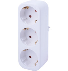 Тройник бытовой 3 гнезда, 2P+PE, 16А, с заземлением, e.socket.003.16.3 Enext