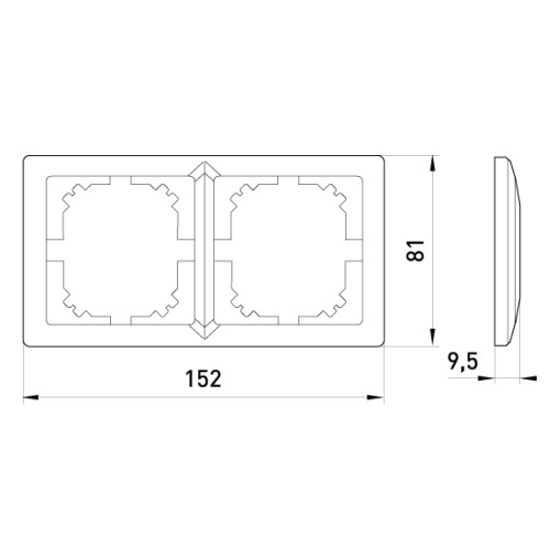 Рамка 2-местная, алюминий, e.lux.10044L.2.fr.aluminium Enext ins0040090