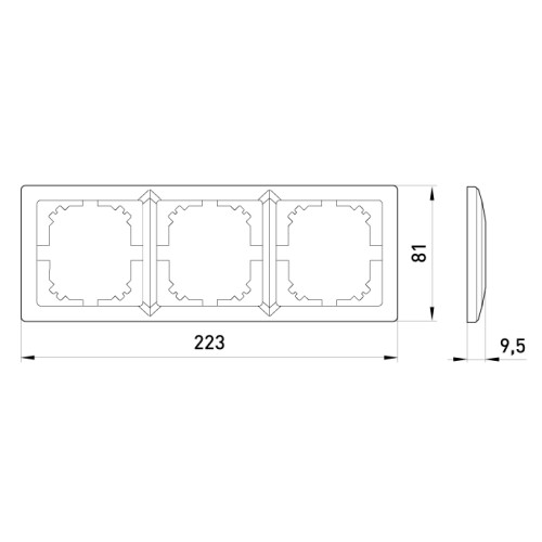 Рамка 3-местная, алюминий, e.lux.10064L.3.fr.aluminium Enext ins0040091