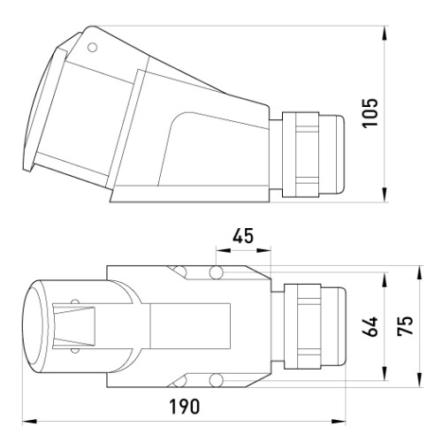 Силовая розетка стационарная 3Р+N+Z, 400В, 32А, IP44, Tarel Tarel-446