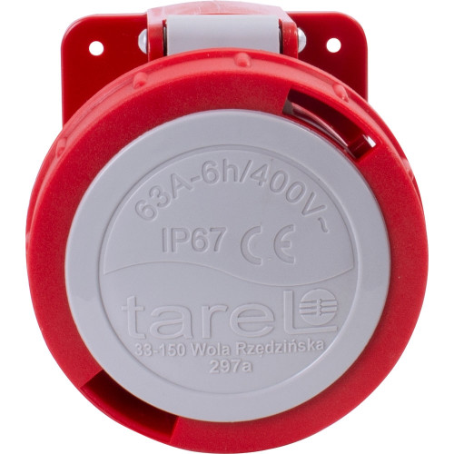 Силовая встраиваемая розетка 3Р+N+Z, 400В, 63А, IP67, Tarel Tarel-055