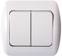 Выключатель лестничный двухклавишный с рамкой, e.install.stand.812/2 Enext