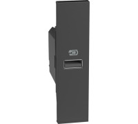 Розетка USB на тип - А 15 Вт/3000мА 1 модуль, черный, Bticino Living Now