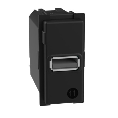 Розетка USB на тип - А 15 Вт/3000мА 1 модуль, черный, Bticino Living Now