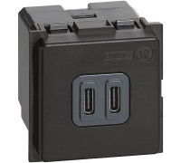 Механизм зарядного устройства USB тип - С/тип - С 3000мА 2 модуля. Bticino Living Now. K4286C2