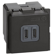 Механизм зарядного устройства USB тип - С/тип - С 3000мА 2 модуля. Bticino Living Now. K4286C2