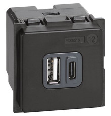 Механизм зарядного устройства USB тип - A/тип - С 3000мА 2 модуля. Bticino Living Now. K4287C2