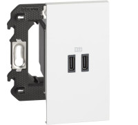 Розетка USB на 2 разъёма тип - C/тип - C 3000мА 2 модуля, белый, Bticino Living Now