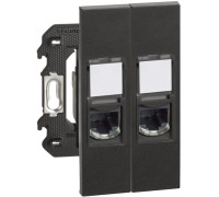 Розетка компьютерная 2 разъёма RJ45 cat5e UTP 2 модуля, черный, Bticino Living Now