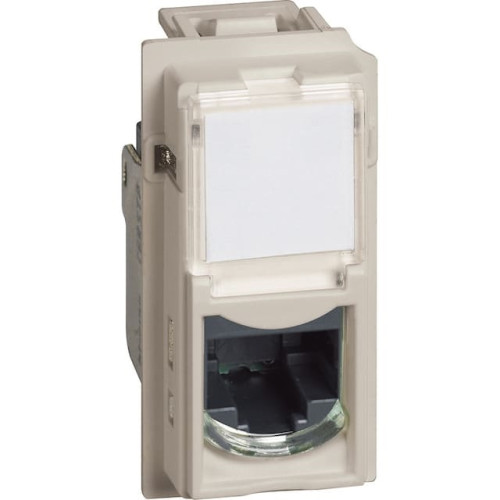 Розетка компьютерная 2 разъёма RJ45 cat5e UTP 2 модуля, песочный, Bticino Living Now