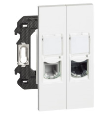 Розетка телефонная/компьютерная RJ11/RJ45 cat5e UTP 2 модуля, белый, Bticino Living Now