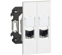 Розетка компьютерная 2 разъёма RJ45 cat5e UTP 2 модуля, белый, Bticino Living Now