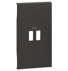 Лицевая панель USB зарядки 2 модуля. черный. Bticino Living Now. KG12C