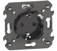 Механизм розетки электрической с USB зарядкой 2R+З/USB тип C ~250В 16А/=5В 1.5А 2 модуля. черный. Bticino Living Now. KG4141USB