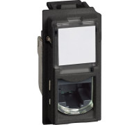 Механизм розетки компьютерной RJ45 cat5e UTP 1 модуль. черный. Bticino Living Now. KG4279C5E