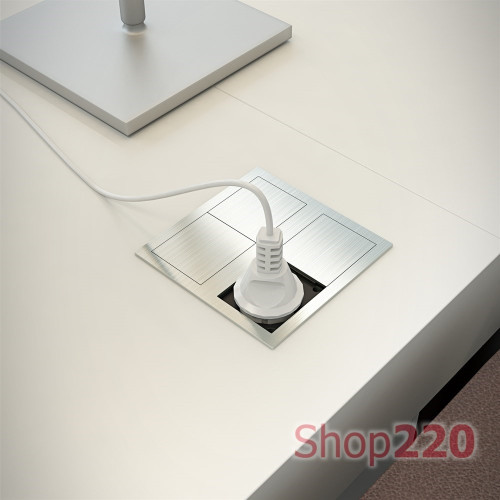 Врезная розетка в стол 220В + USB тип А+С, черный, Versahit ASA 060.15F.00045