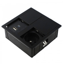 Врезная розетка в стол 220В + USB тип А+С, черный, Versahit ASA 060.15F.00045