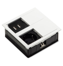 Врезная розетка в стол 220В + USB, белый, Versahit ASA 060.15F.00015