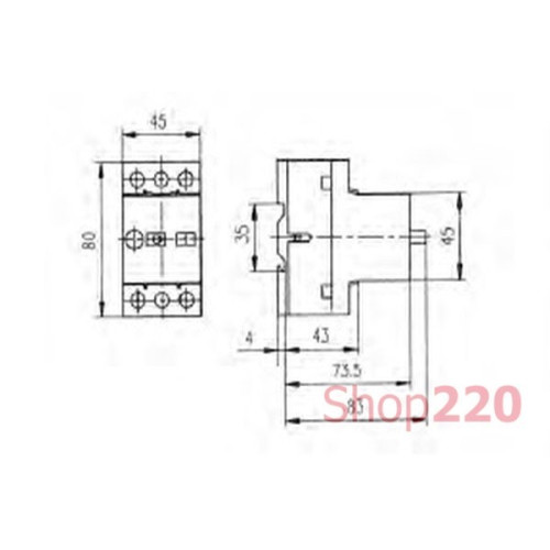 Автомат защиты двигателя 0,25А, MS25-0,25 ETI 4600020