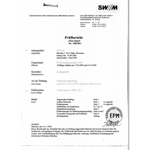 Предохранитель D II DZ 25A 500V (E27) ETI 2312107