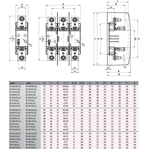 Держатель предохранителя PK 2 1p 400A (M10-M10) S ETI 4123200