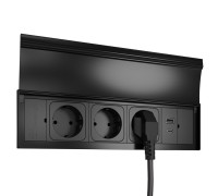 Блок розеток в стол 3х220В + USB тип А+С, черный, Versalid ASA 060.39F.00011