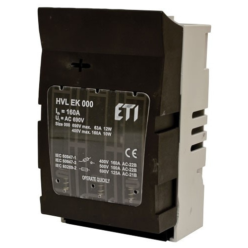 Разъединитель для предохранителей HVL EK 000 3P 100A (Клемма M8-M8) ETI 1701000